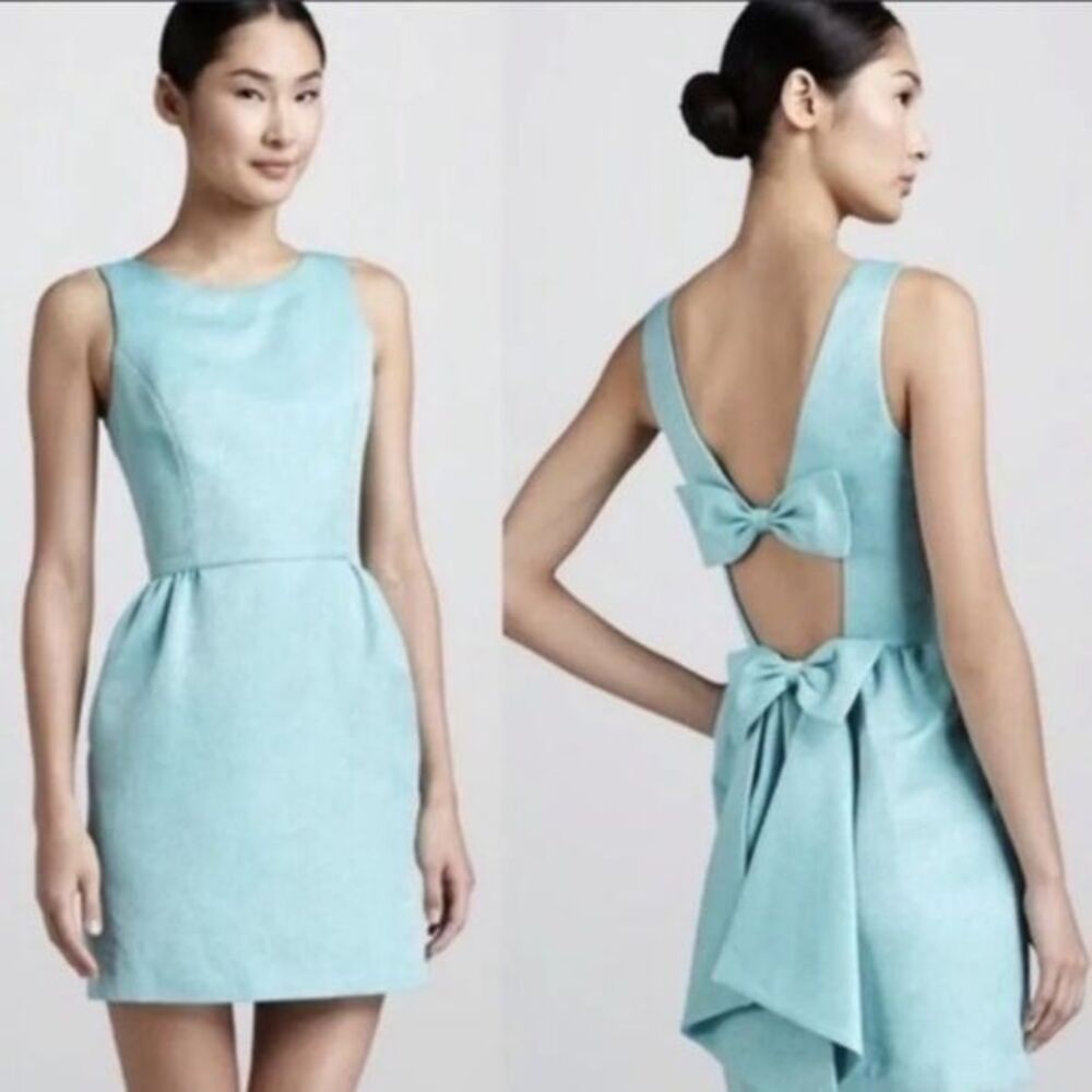 Anthropologie Erin Fetherston size 10 turquoise blue dress with bow detail